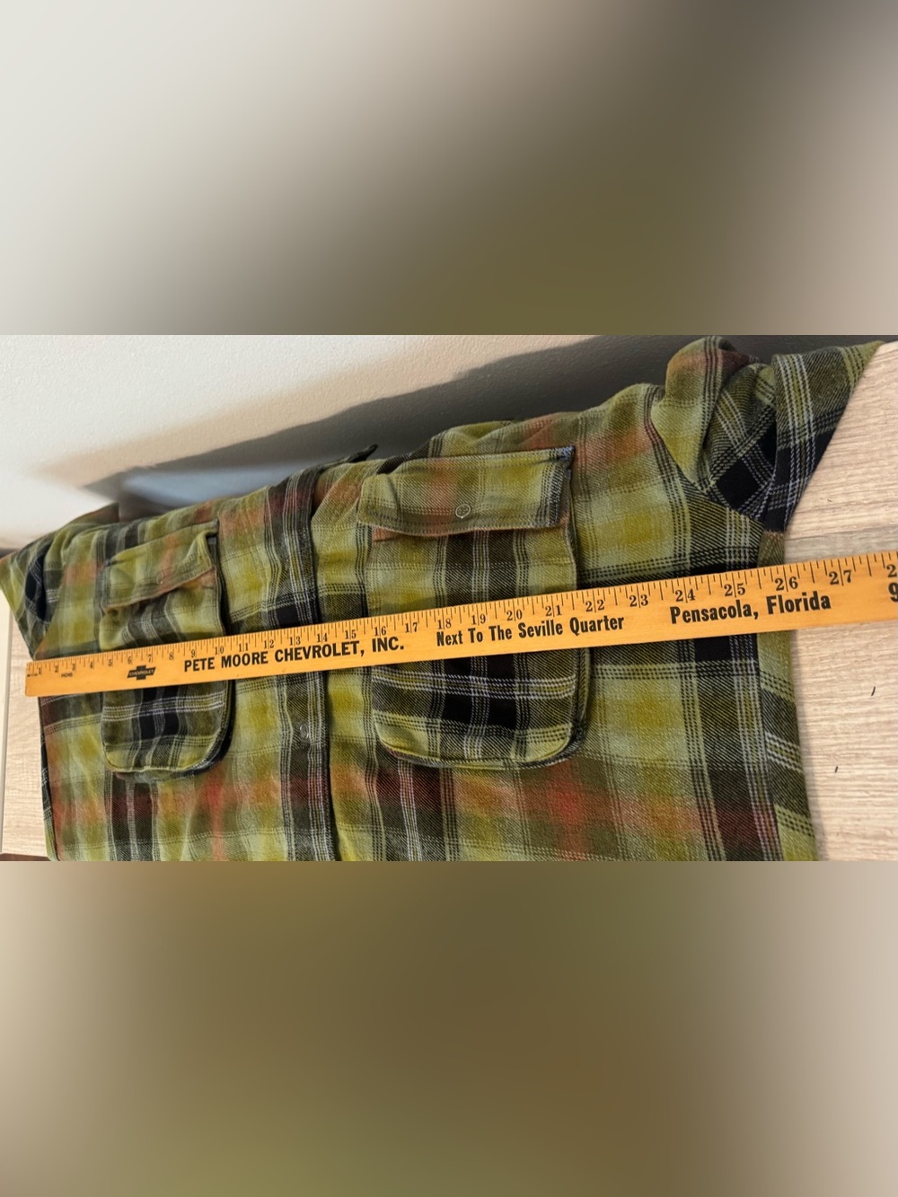 We The Free Izzie Cargo Shirt Plaid Flannel Shacket Grunge Oversized Olive Large - Picture 6 of 11